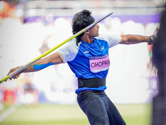 Paris-Olympics-Javelin-Throw-Indias-Neeraj-Chopra-reacts-after-his-first-attempt-in-the-Mens-javelin-throw-qualification-round-at-the-2024-Summer-Olympics